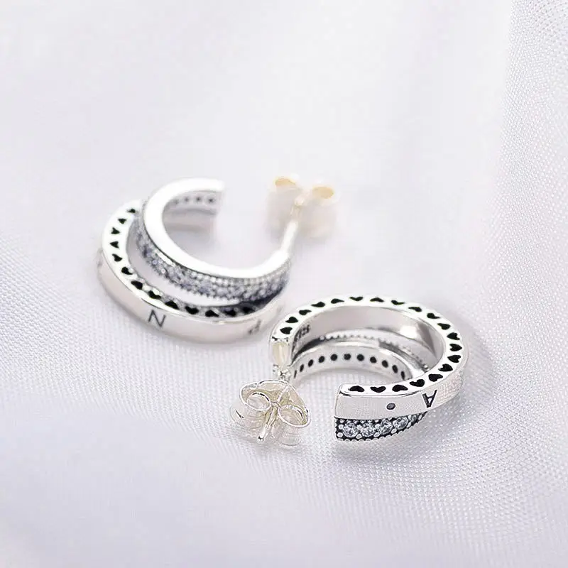 Frosty Wind Zircon Double Ring Female Stud Earrings