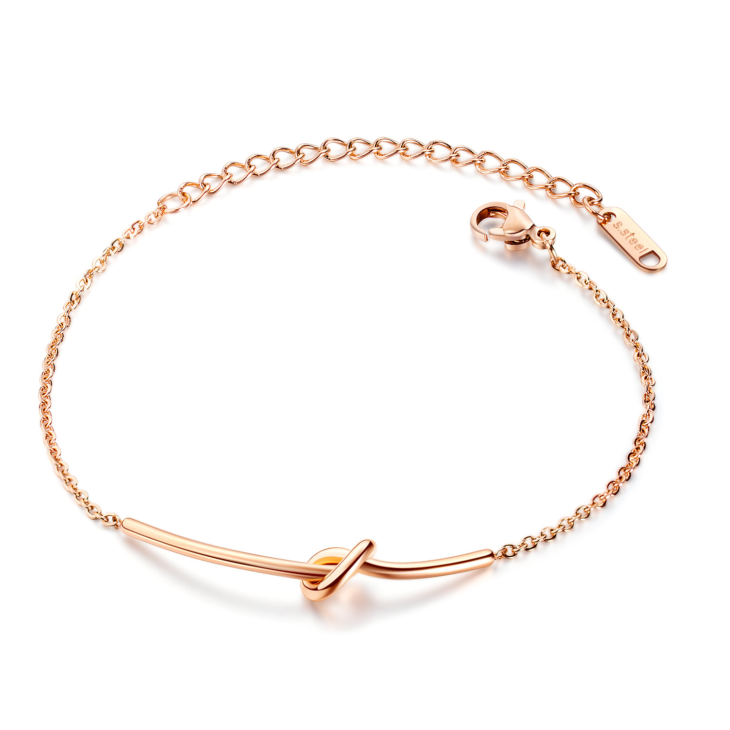 Titanium Steel Plated Rose Gold Knotted Bracelet Small  Ladies Bracelet