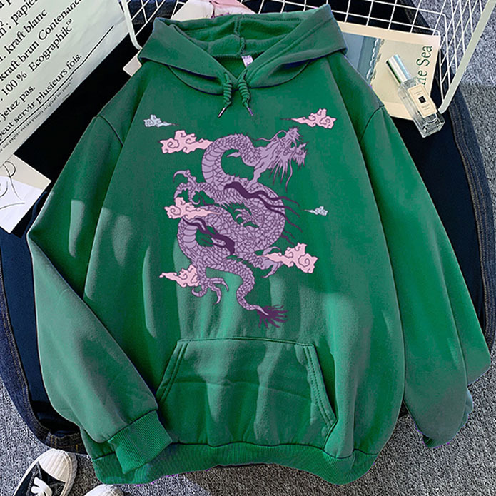 Title 4, Purple Dragon Cloud Printed Hooded Hoodie