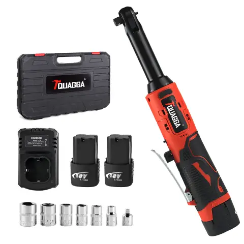 TQUAGGA 18v Extended Cordless Electric Ratchet Wrench Set Extended Neck