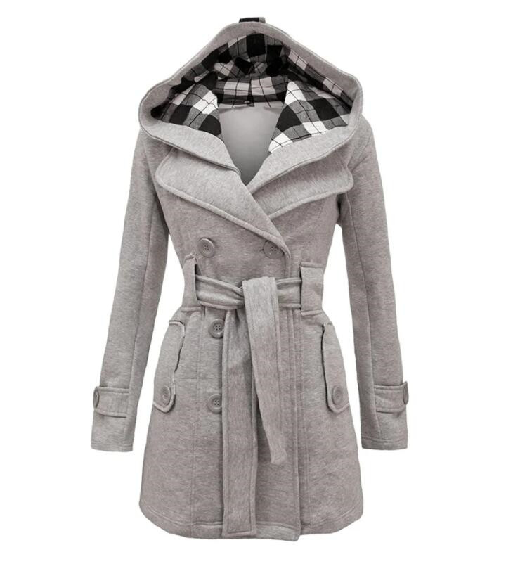 Double breasted mid length coat Light Grey - Shop at LoveMi