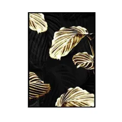 Abstract Picture Golden Plant Leaf Modern Canvas Decoration Painting - View 1