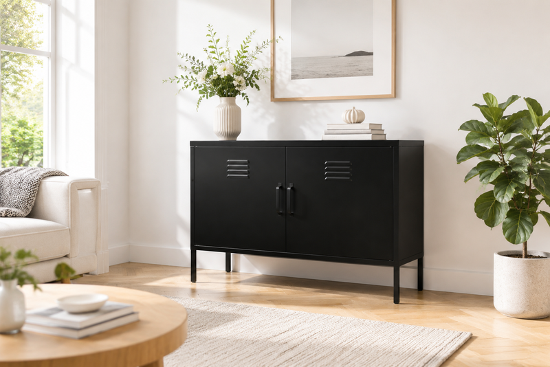 Black Metal Storage Cabinet, picture 2 of 5