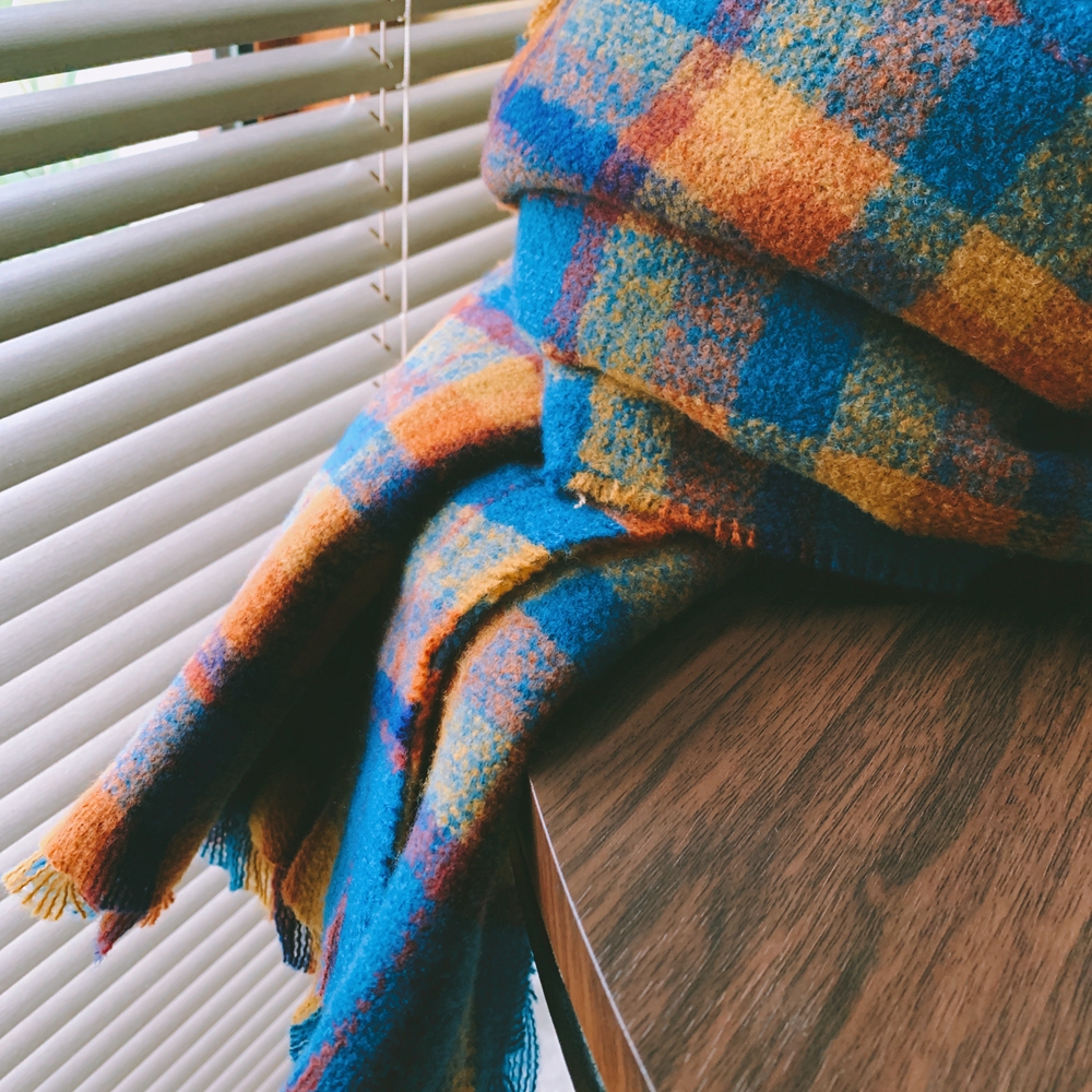 Grid Children Autumn And Winter Scarf Big Shawl