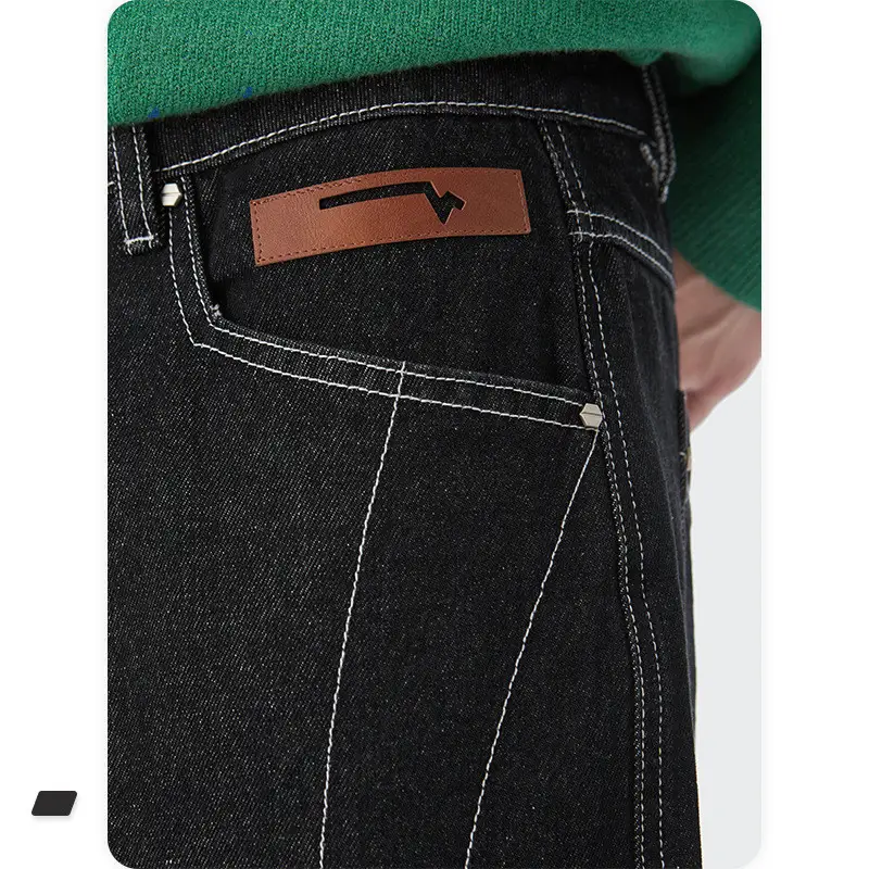 Three-dimensional Deconstruction Wind Straight Loose Jeans
