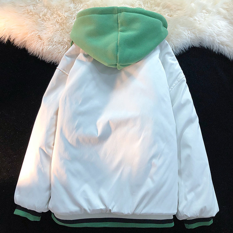 Plush Thickened Fake Two-piece Baseball Jacket