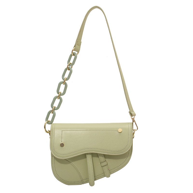 Saddle Bag Pure Color Personality Simple Western Style Trendy Lady Green - Shop at LoveMi