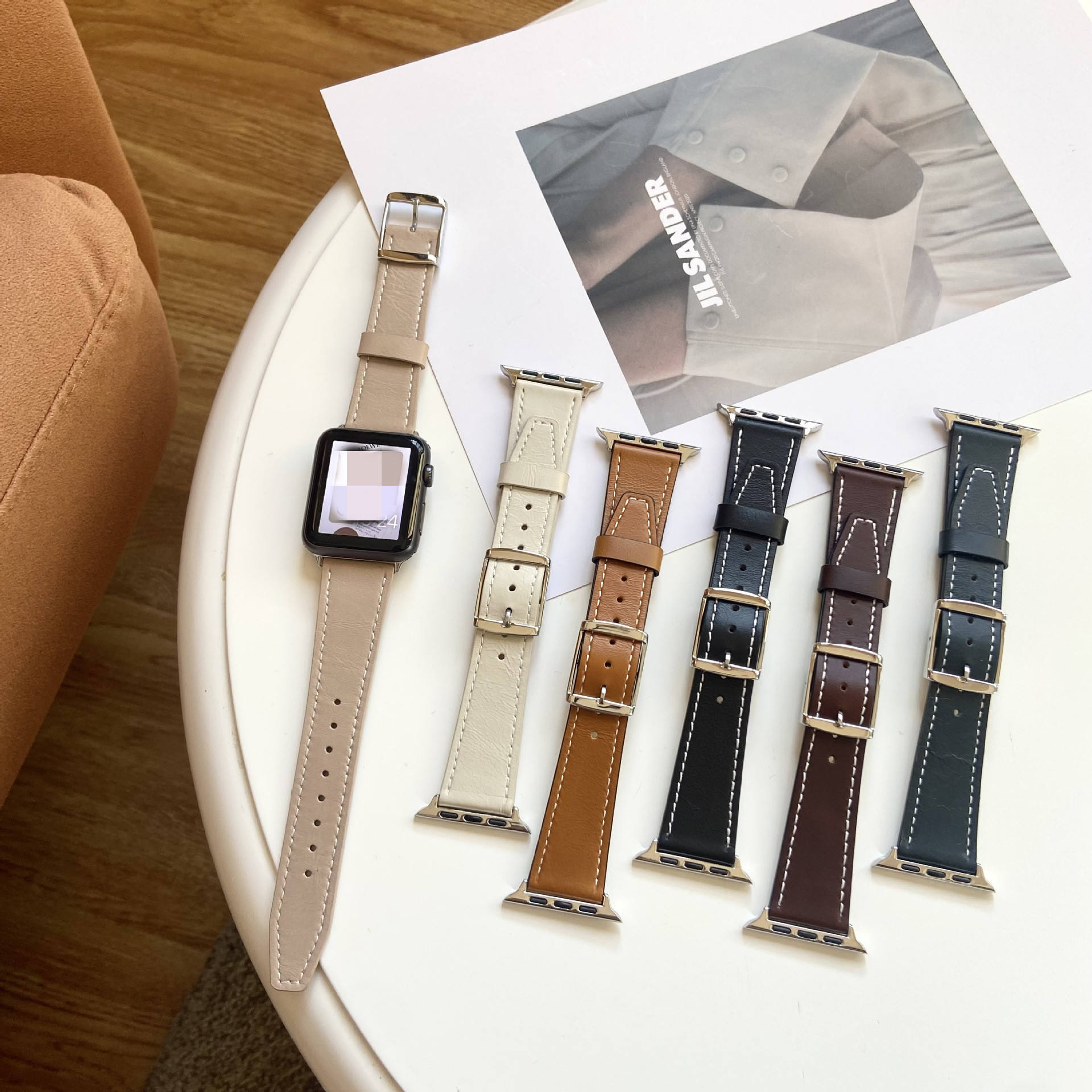 Fashion Leather Strap Square Buckle
