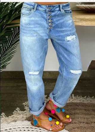 Jeans High-waisted Jeans Summer Jeans Loose Slim Jeans Straight Daddy Pants - Light Blue