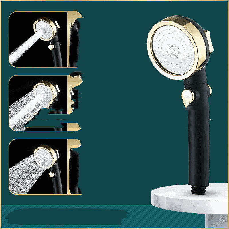 Supercharged Shower Head Black Gold Household High Pressure
