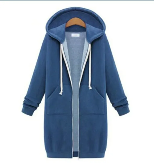 Hooded Long sleeved Winter Sweater Women's Jacket In A Long Thick Shirt Light Blue - Shop at LoveMi