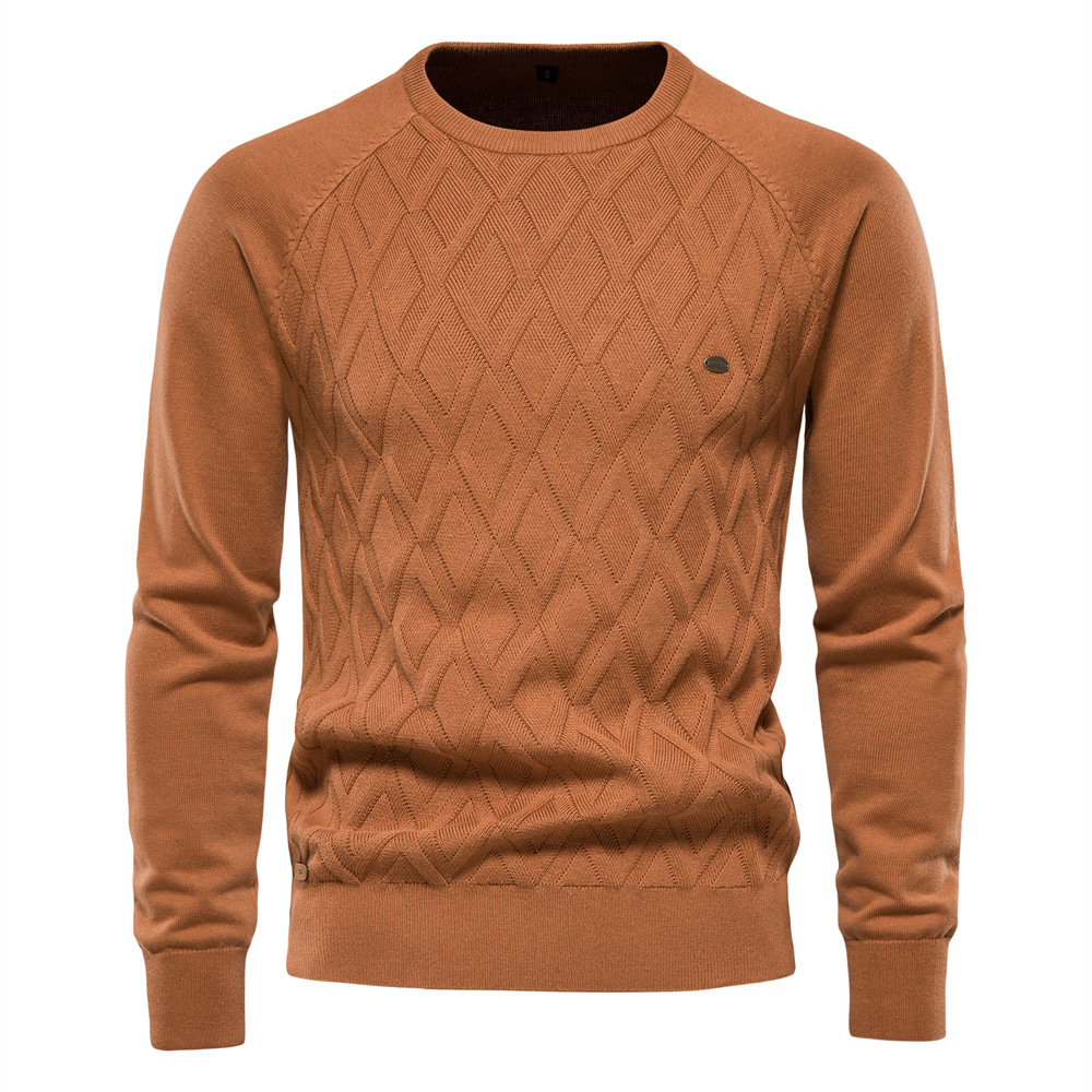 New Cotton Men's Sweater Pullover Solid Color