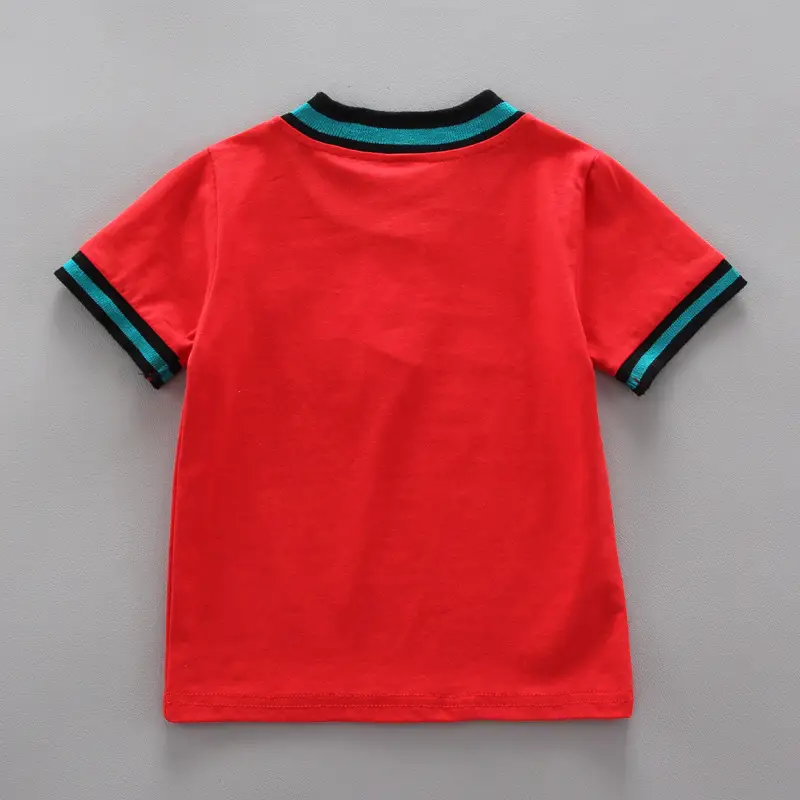 Summer Children's Boys' Handsome Casual Stand Collar Two-button Triangle Mark Short-sleeved Shorts Two-piece Set