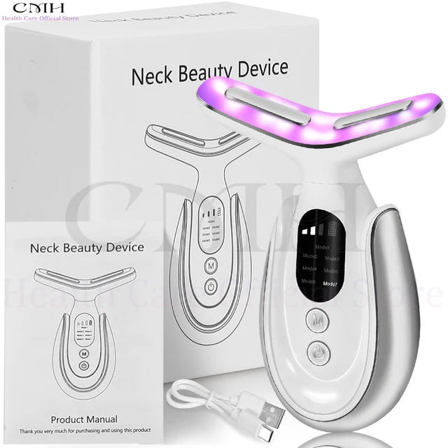 Neck Beauty Device 7 In 1 LED Therapy Microcurrent Anti Wrinkle Face Massager Deep Cleansing Hot Compress For Skin Rejuvenation thumbnail 9