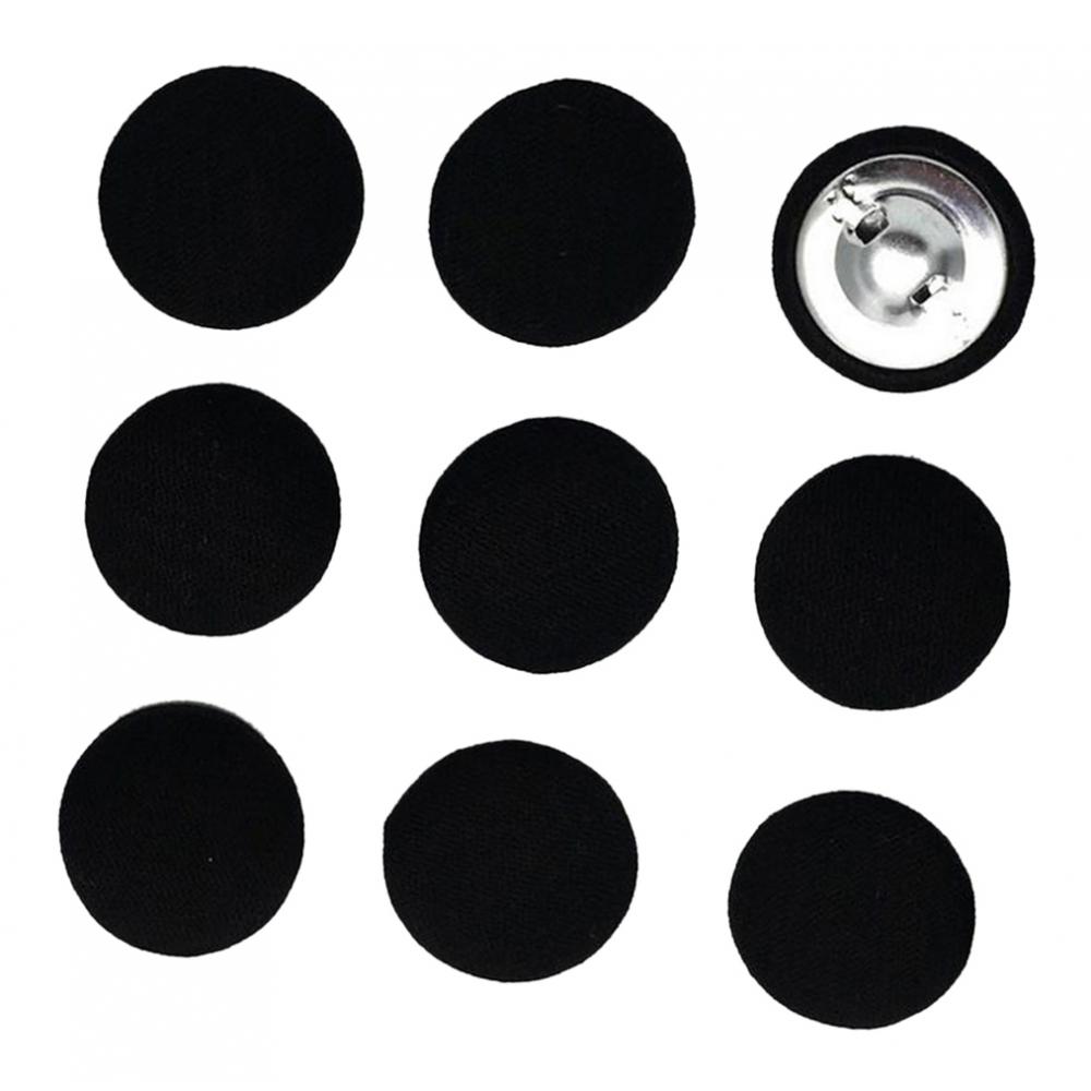 10pcs Cotton Fabric Covered Buttons Sewing Accessories For Garment Black — image 3