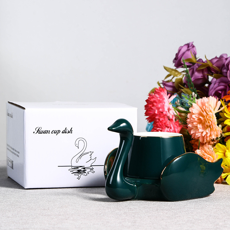 Title 6, Creative Swan Ceramic Coffee Set Set