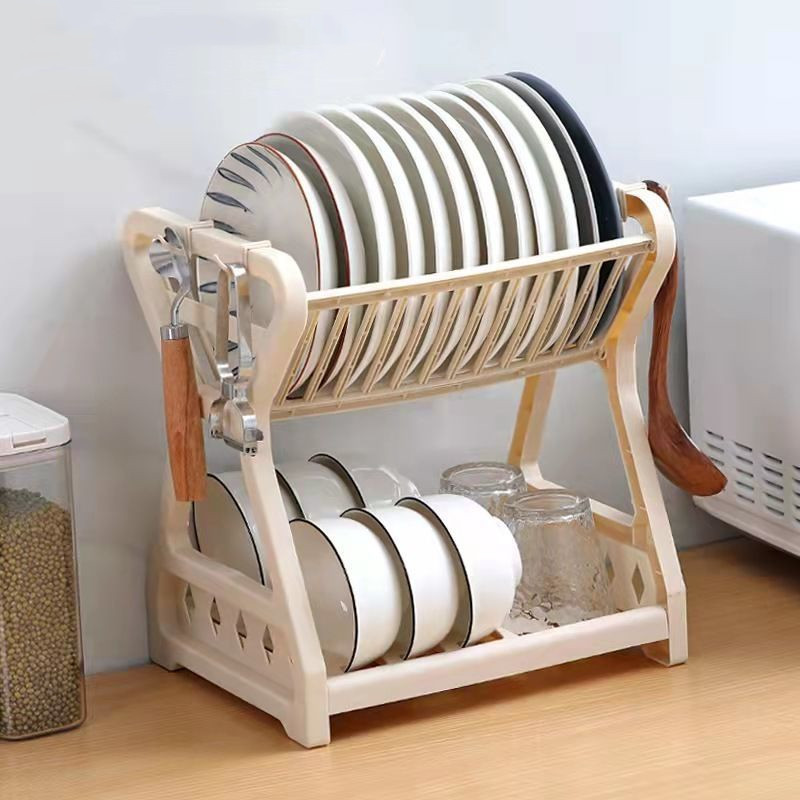 Title 2, Kitchen Double Stacking Dish Rack Draining Shelf