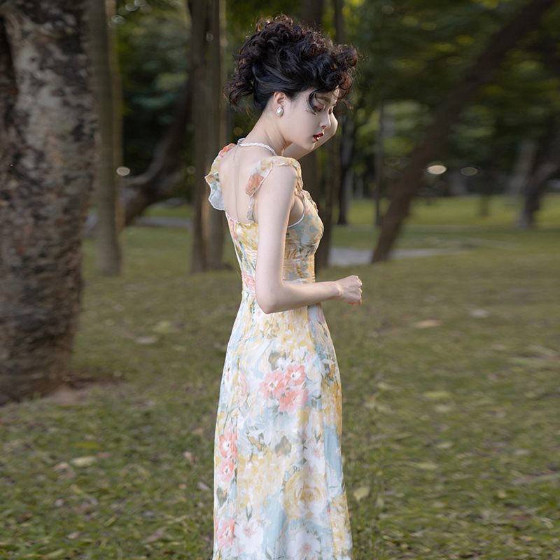Floral High-Waist Long Dress, picture 4 of 5