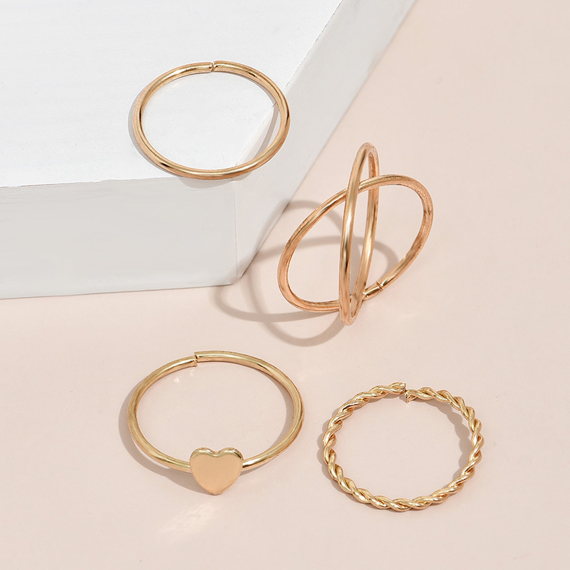 Simple Style Sweet Four-piece Ring Set