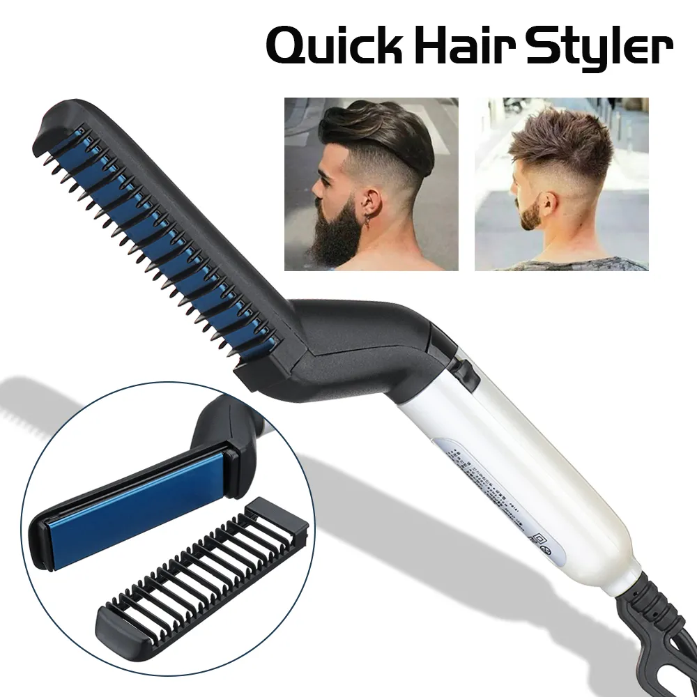 Electric Hair Straightener Brush,Men Quick Beard Straightener Styler Comb,Hair Straightening,Curly Hair Straightening Comb,Side Hair Detangling,Multifunctional Hair Curling Curler – image 3