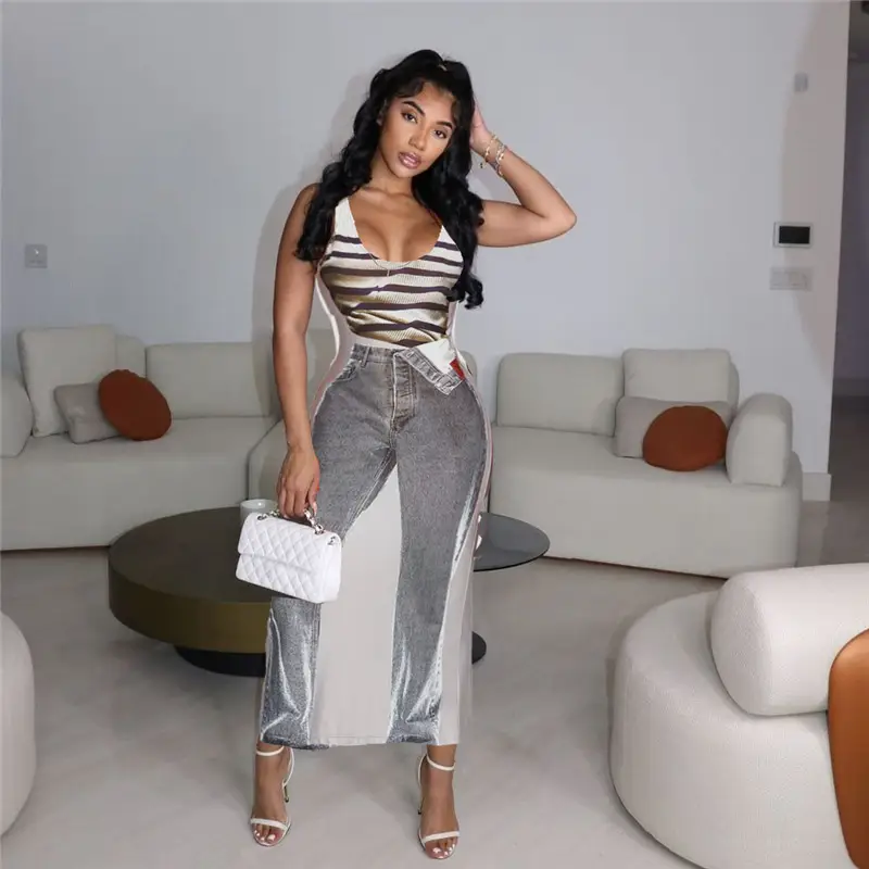 Women's New Sleeveless Digital Printed High Waist Slim Long Dress