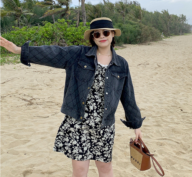 Women's Rhombus Denim Jacket With A Niche Design Black - Shop at LoveMi