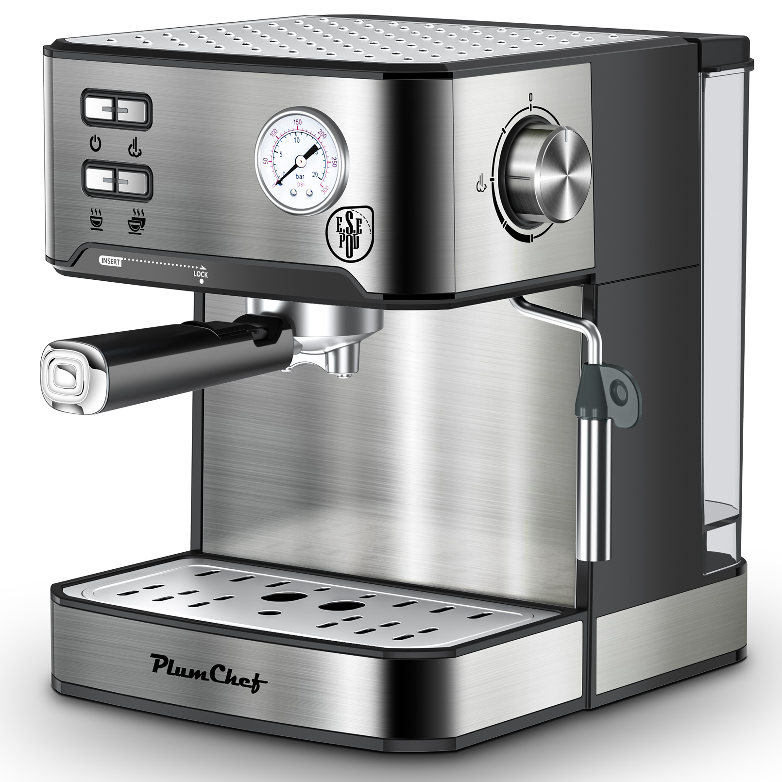 20 Bar Professional Espresso Machine With Milk Frother, Single Double Shot, ESE Pod Compatible, Visual Display Of Pressure, Removable Water Tank For Cappuccino, Latte, Machiato For Home Barista — foto 5