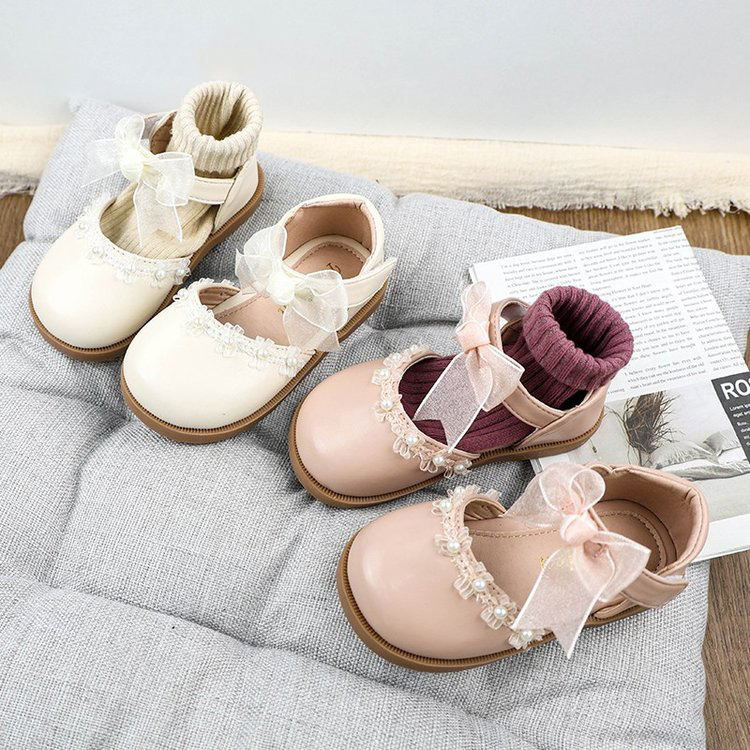 Leather Shoes, Bow Tie, Western Style, Baby Girl Princess Shoes, Fashionable Soft Soled Shoes For Little Girls