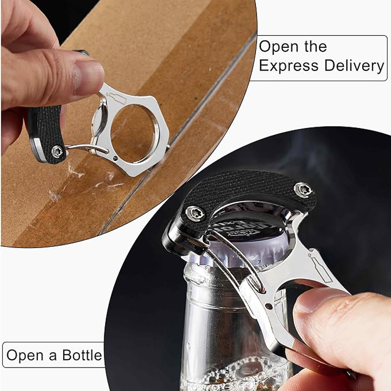 2pcs Car Key Buckle Hook, Portable Key Holder, Multifunctional Carabiner Keyring With Beer Bottle Opener, Car Rescue Glass Breaker 4