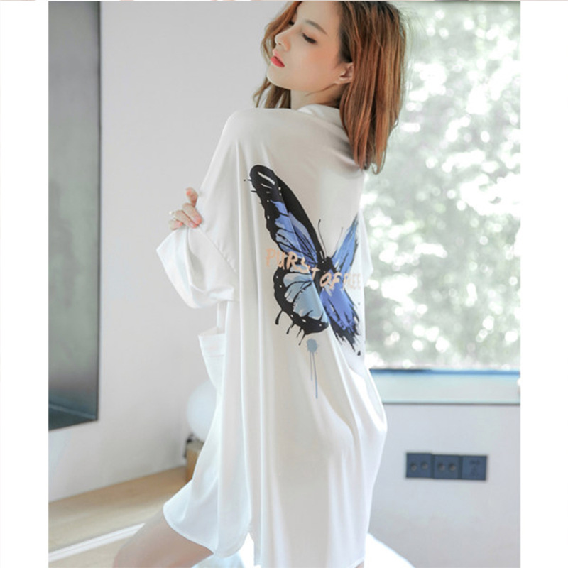 Title 4, Boyfriend Wind Ice Silk Nightdress Female Summe...