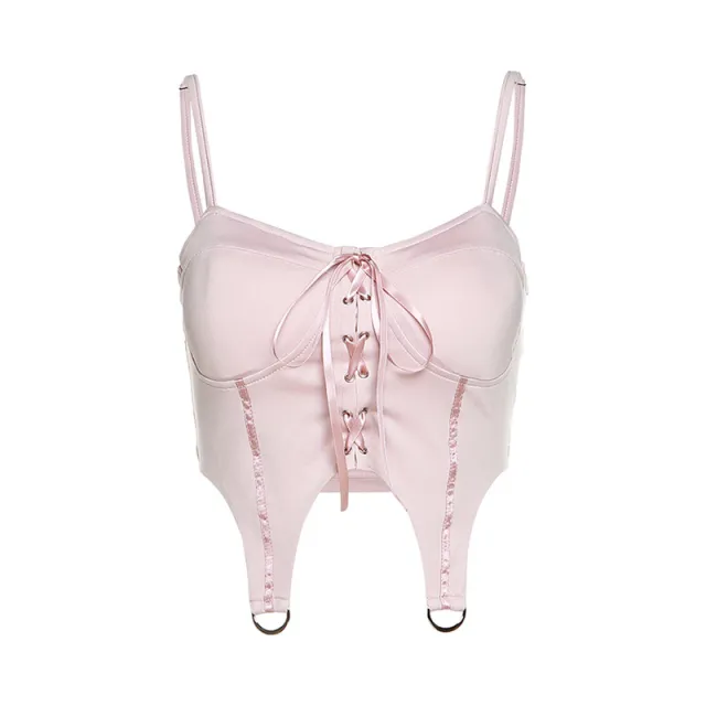 Spring New Women's Solid Color Slim Street Fashion Sexy Suspender Backless Small Vest Pink - Shop at LoveMi