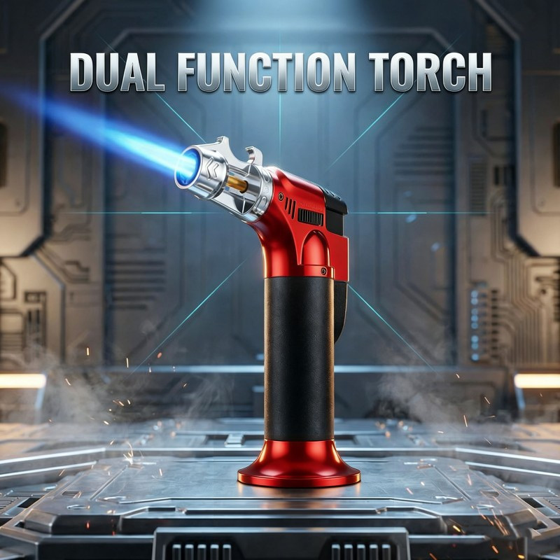 2 In 1 Gas Micro Blow Torch Lighter Welding Soldering Brazing With Bottle Opener Adjustable Windproof High Temperature Flame Refillable Lighter With Safety Lock And Flame Lock Function Essential Tool