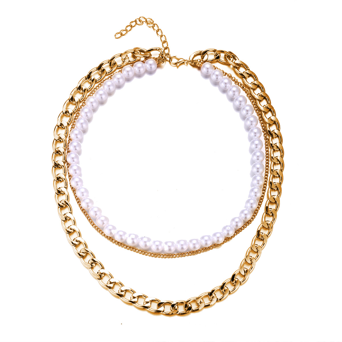 Punk style short thick chain clavicle chain