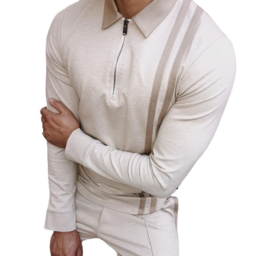 Colorblock Striped Long-sleeved Men's T-shirt Top