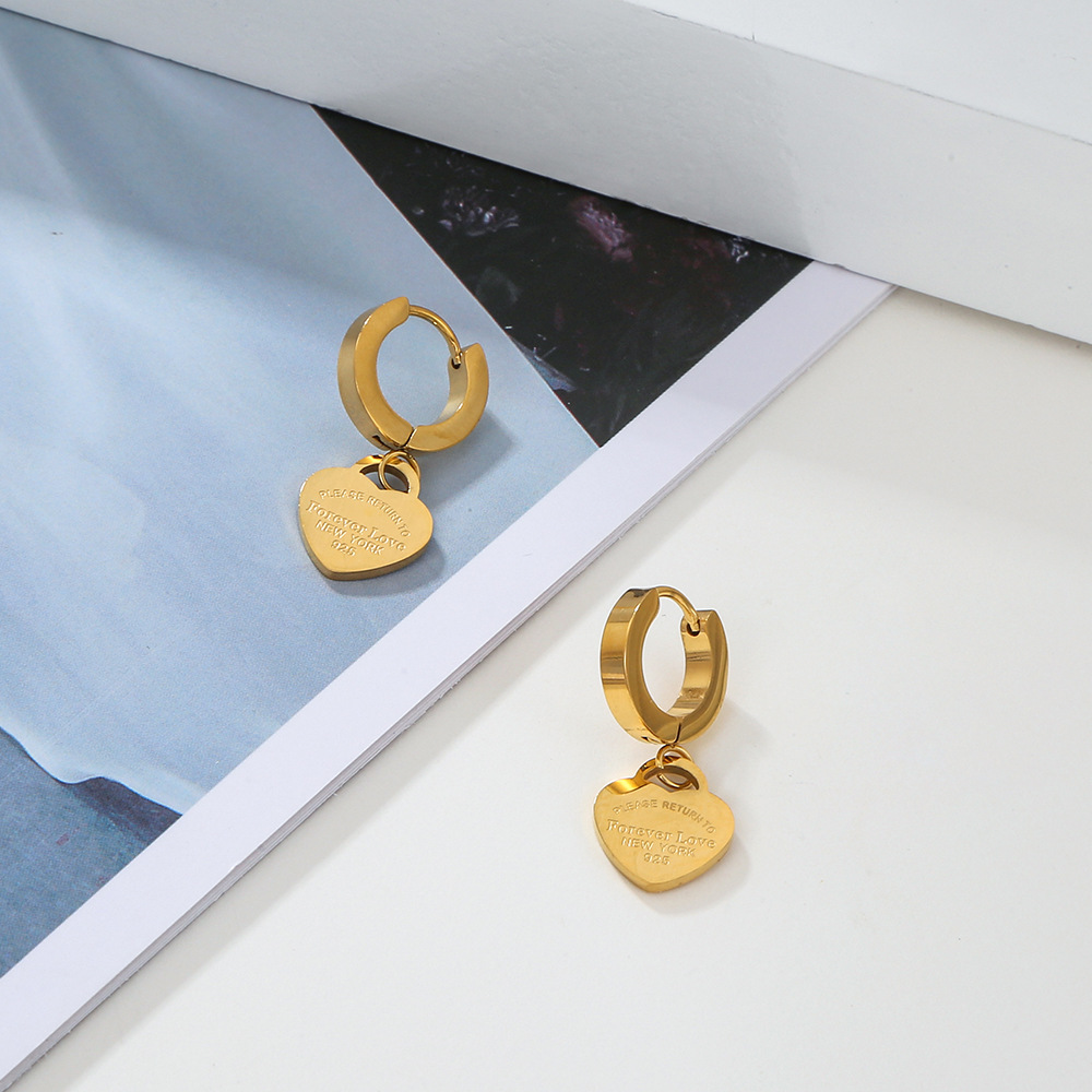 Titanium Steel Heart Alloy Earrings For Women