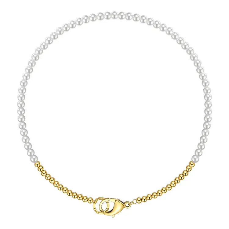 Large Lobster Clasp Pearl Steel Ball Neck Chain