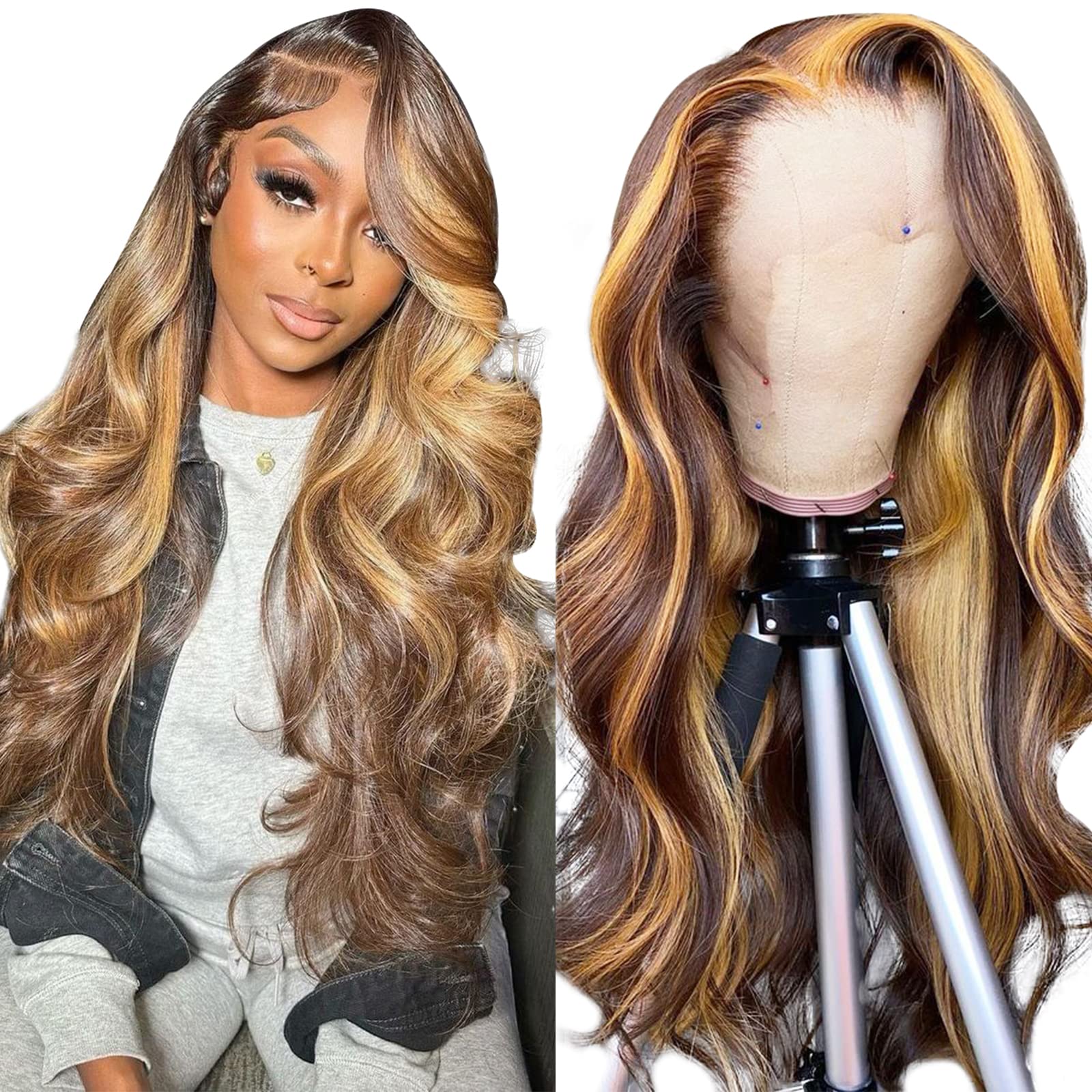P4 27 13x4 Lace Front Wig Human Hair Body Wave Density — foto 4