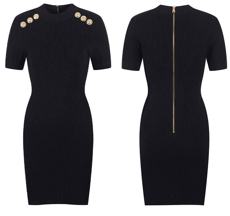 Round-Neck Short-Sleeve Knitted Dress, picture 7 of 11