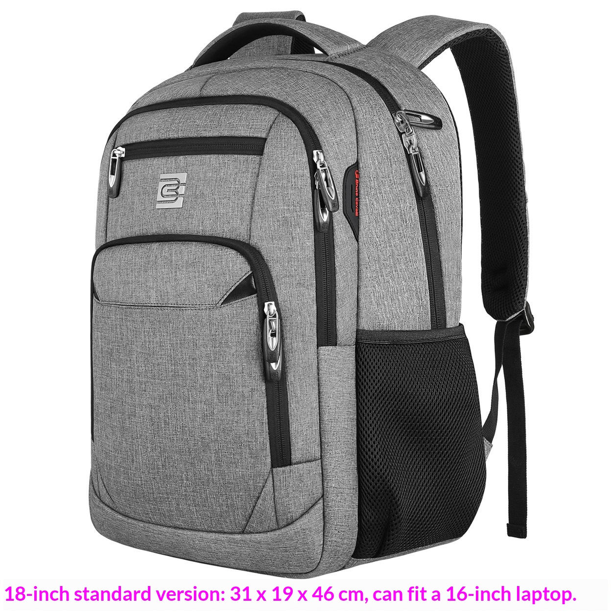 BC Men's Business Backpack Oxford Cloth Waterproof 16 Inch Large Capacity Multifunctional Computer Backpack Student Backpack Women's - Dark Grey Standard Edition16-in