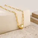 Magnetic Heart Matching Necklace For Couples, 18K Gold Rose Gold Plated Stainless Steel Paperclip Chain, Relationship Friendship Gift view 1