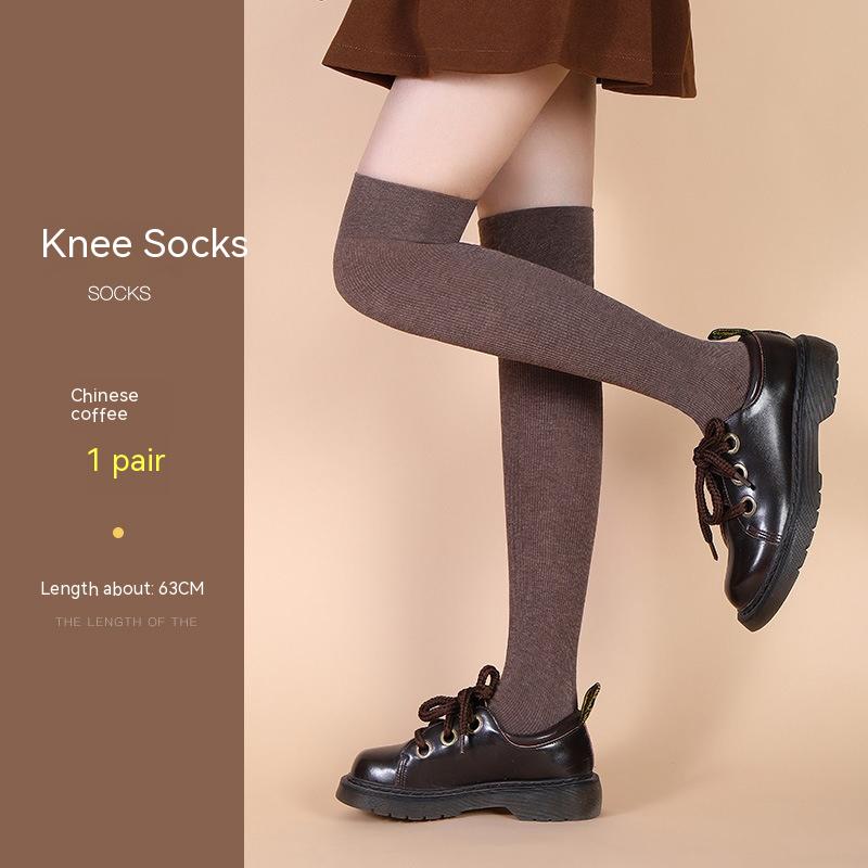 Knee Socks Middle Coffee Color