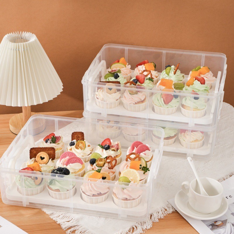 3Tier Stackable Cupcake Carrier Box Muffin Cake Holder