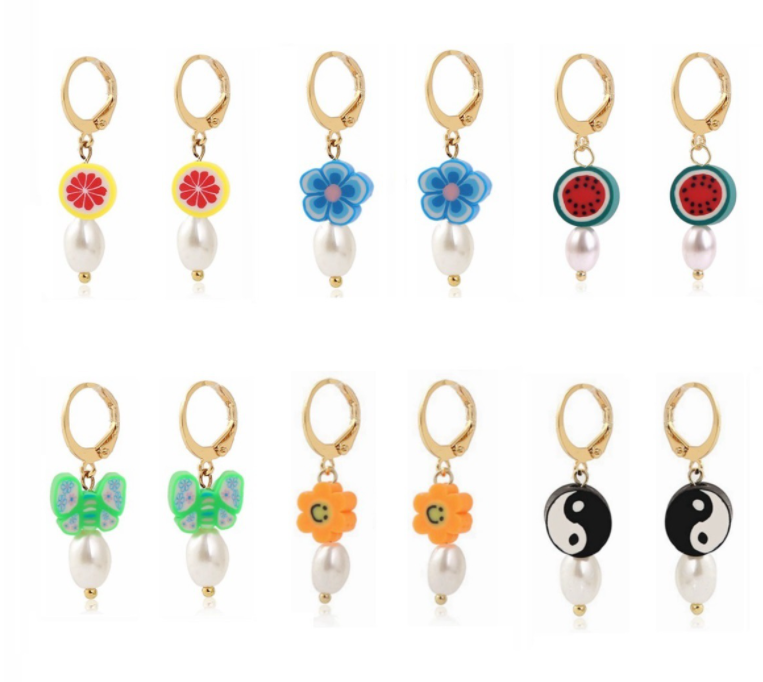 Pearl Animal Love Earrings Candy Color Butterfly