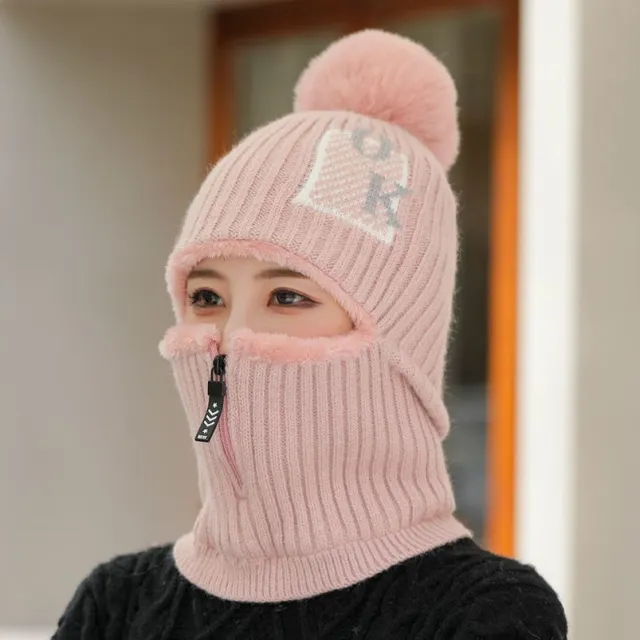 Plush Thick Warm Korean Version All Match Windproof Cycling Mother Hat Pink - Shop at LoveMi