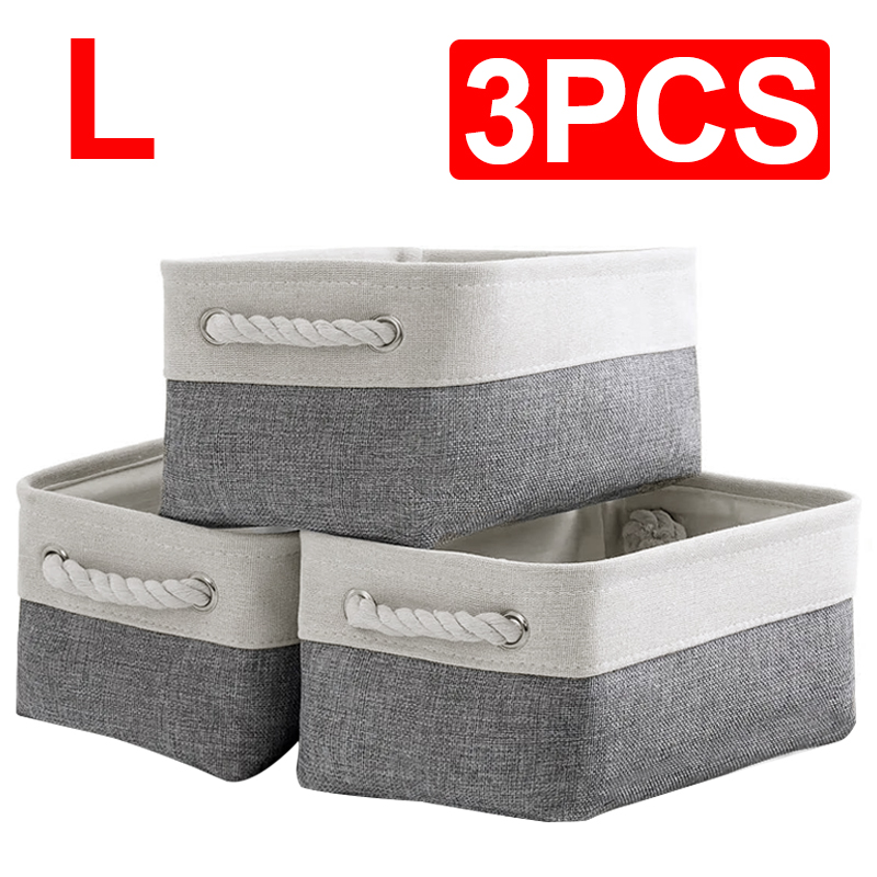 Foldable Large Canvas Storage Fabric Baskets Cotton Rope
