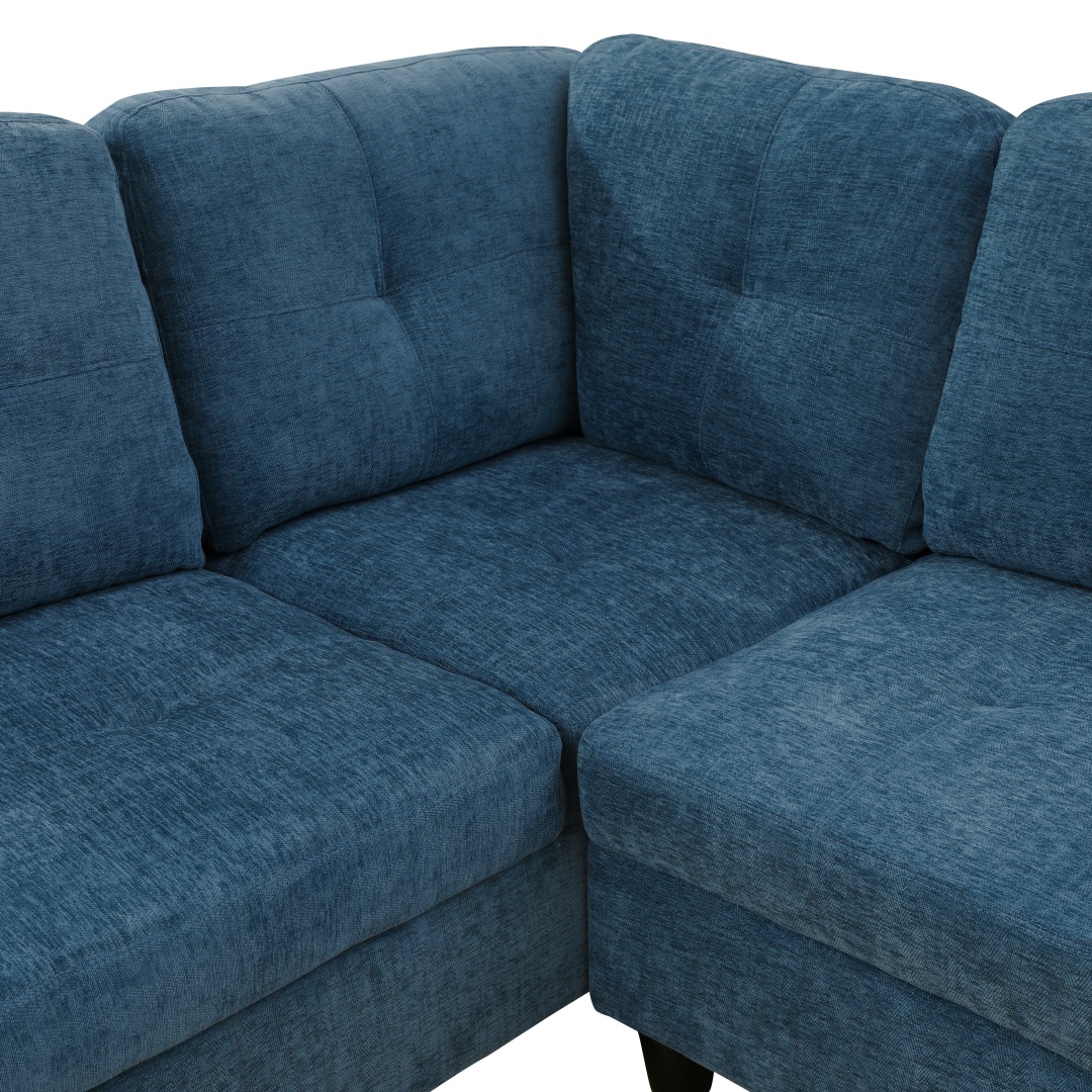 Pickup Only--Blue Flannel 3-Piece Couch Living Room Sofa Set