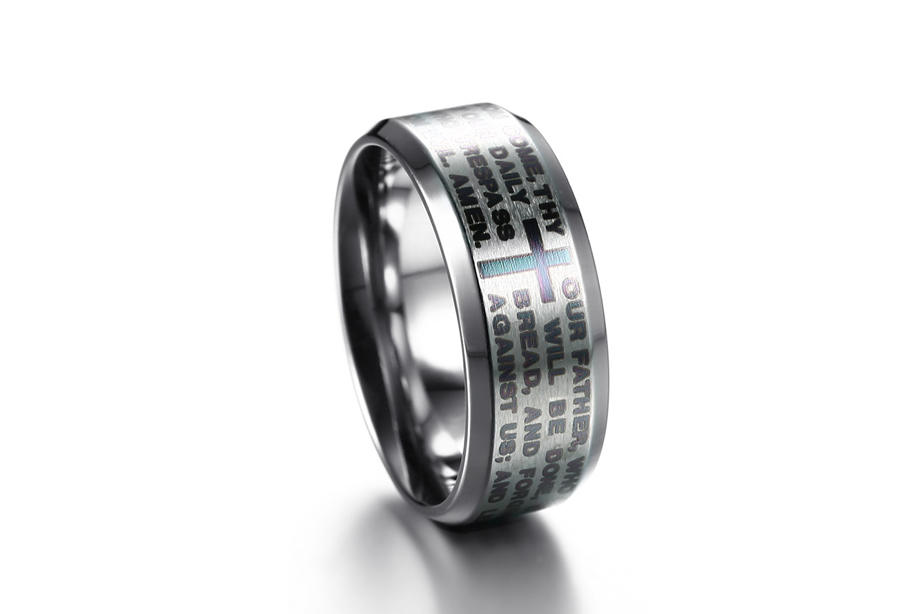 Fashion Titanium Steel Men's Lord's Prayer Ring