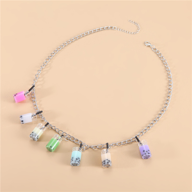 Concave Shape Candy Color Drink Accessories Personality Pendant Necklace