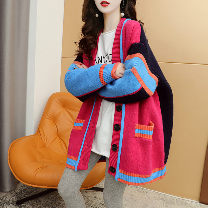 Sweater Cardigan Women's Thick Mid-length Loose Knit Jacket