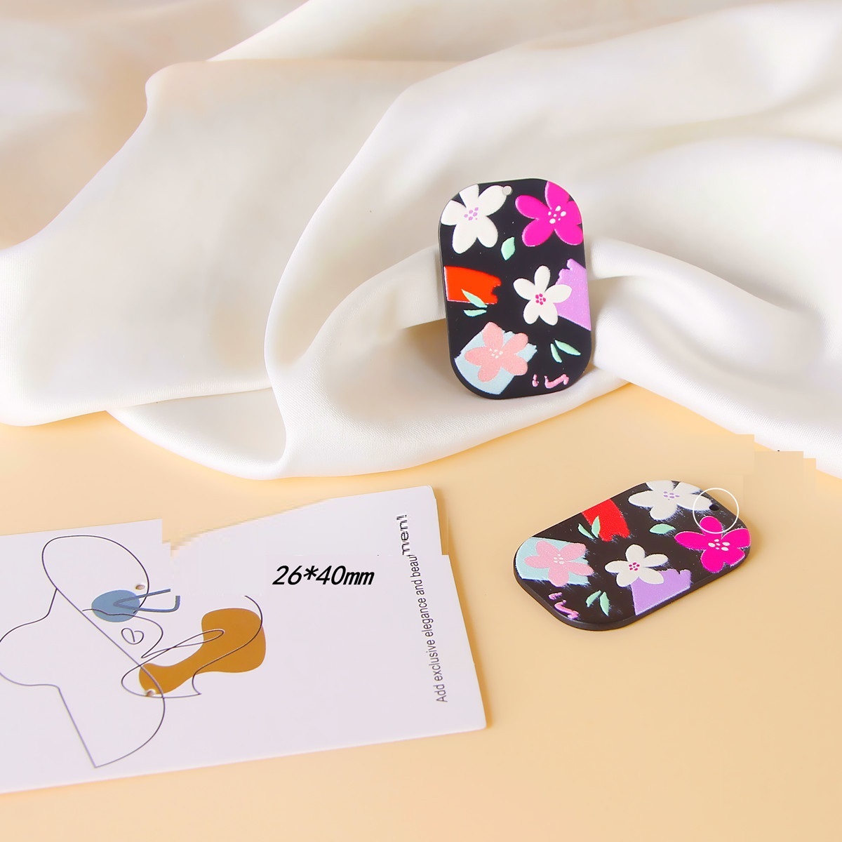 Relief Printing Flower Plant Color Block Geometric Pendant DIY Handmade Jewelry Earring Accessories Materials
